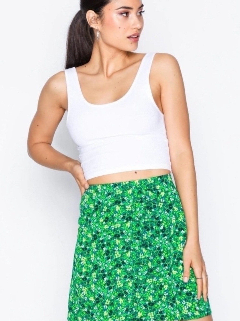 Topshop Green Meadow Ruffle Mini Skirt